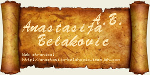 Anastasija Belaković vizit kartica